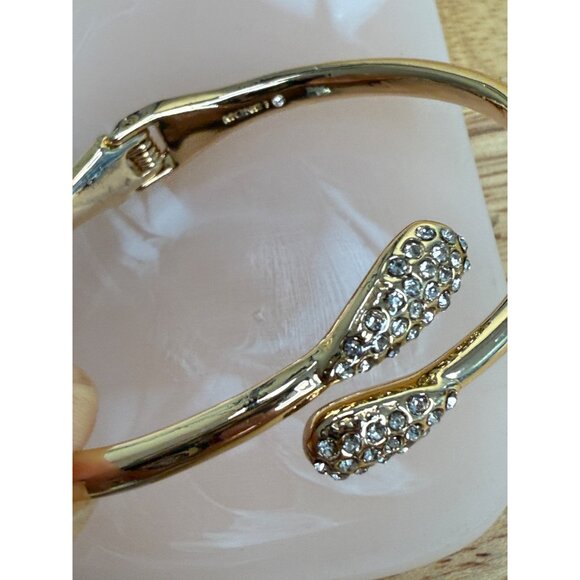 Monet Gold-Tone Hinged Bracelet With Rhinestone Embellishments & Secure Closure - Picture 11 of 13